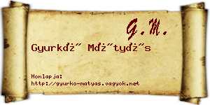 Gyurkó Mátyás névjegykártya