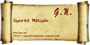 Gyurkó Mátyás névjegykártya